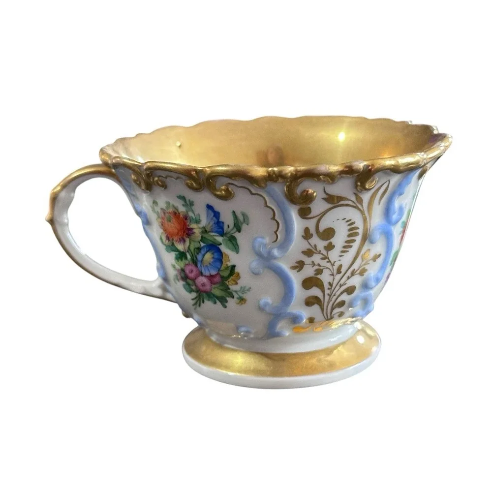 Rare Antique KPM Berlin HP Gold & Floral Beautiful Tea Cup Only Circa 1847s‎